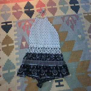 Blue floral detailed romper